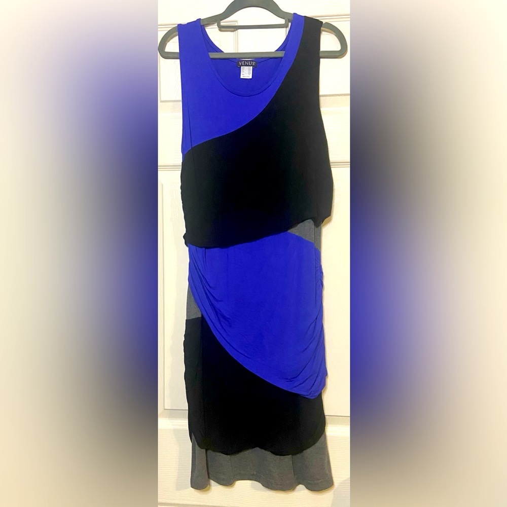VENUS Blue/purple and Black Bodycon Dress Sz Medium